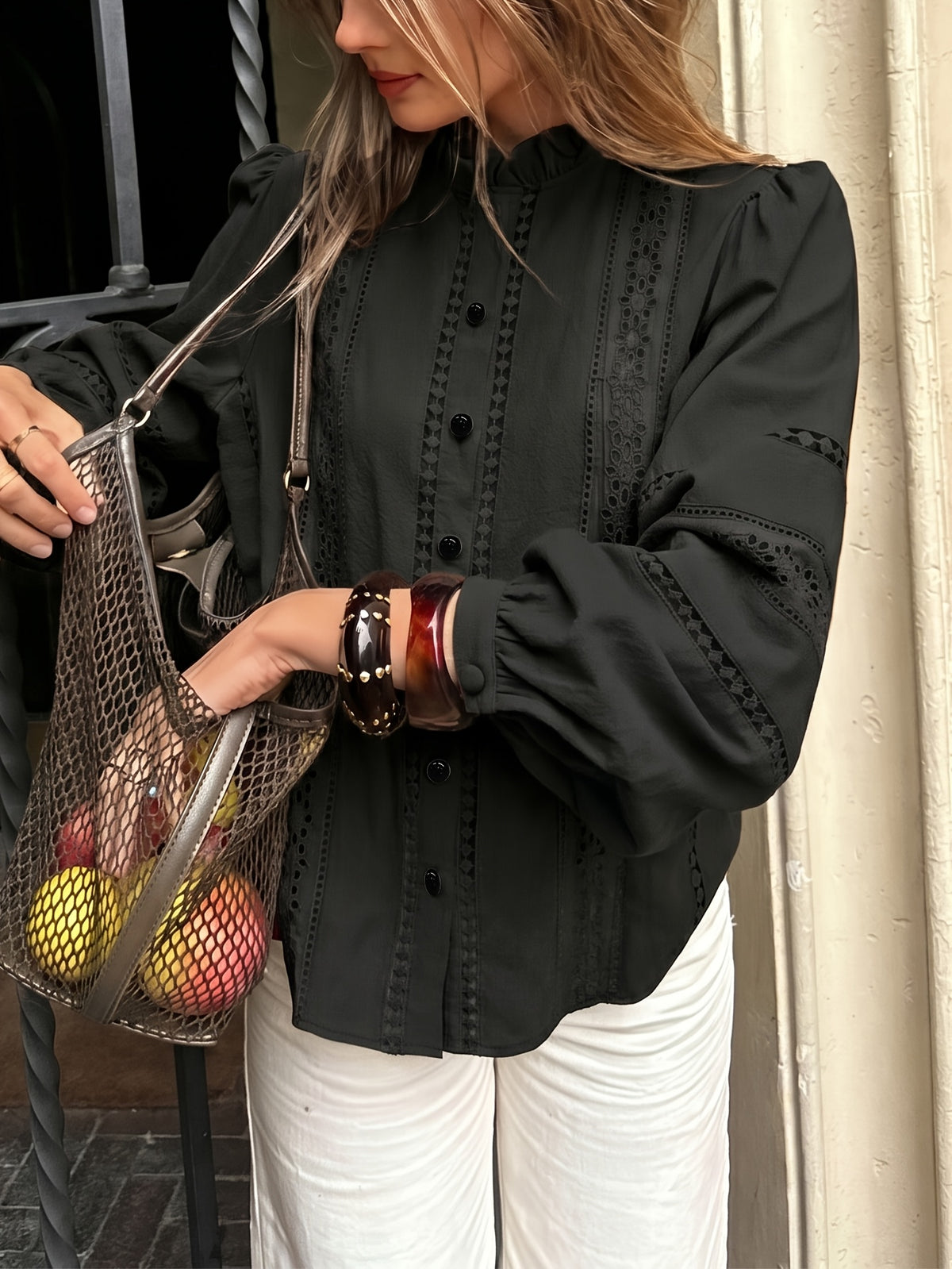 Blouse grande taille, coupe oversize, manches longues, toucher naturel, tissu opaque