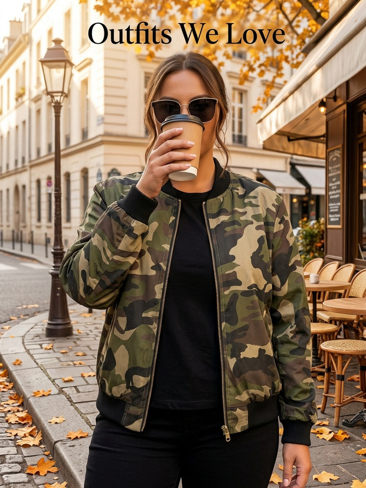 Veste grande taille, manches longues, esprit décontracté, porté de face