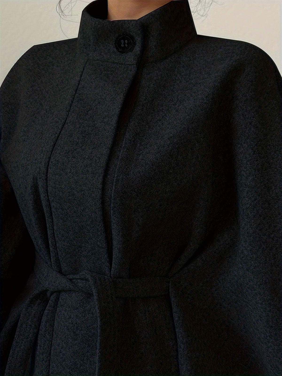 Manteau grande taille, col roulé, chaleur d'hiver, vu de dos