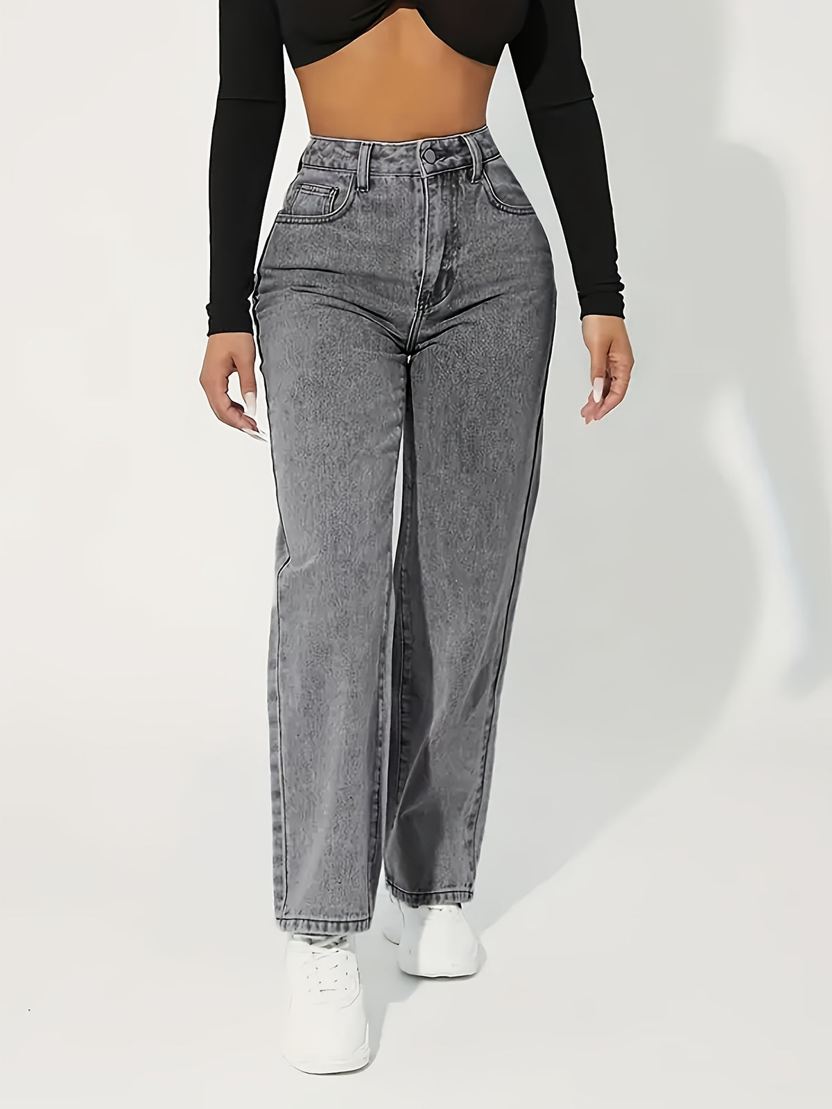Jean grande taille, coupe droite