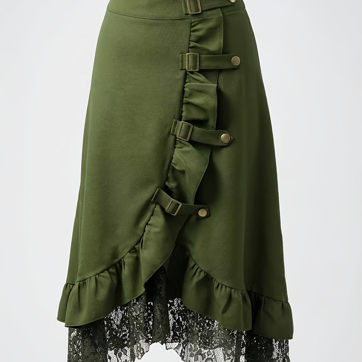 Robe grande taille, dentelle contrastée, ceinture assortie — matière : polyester