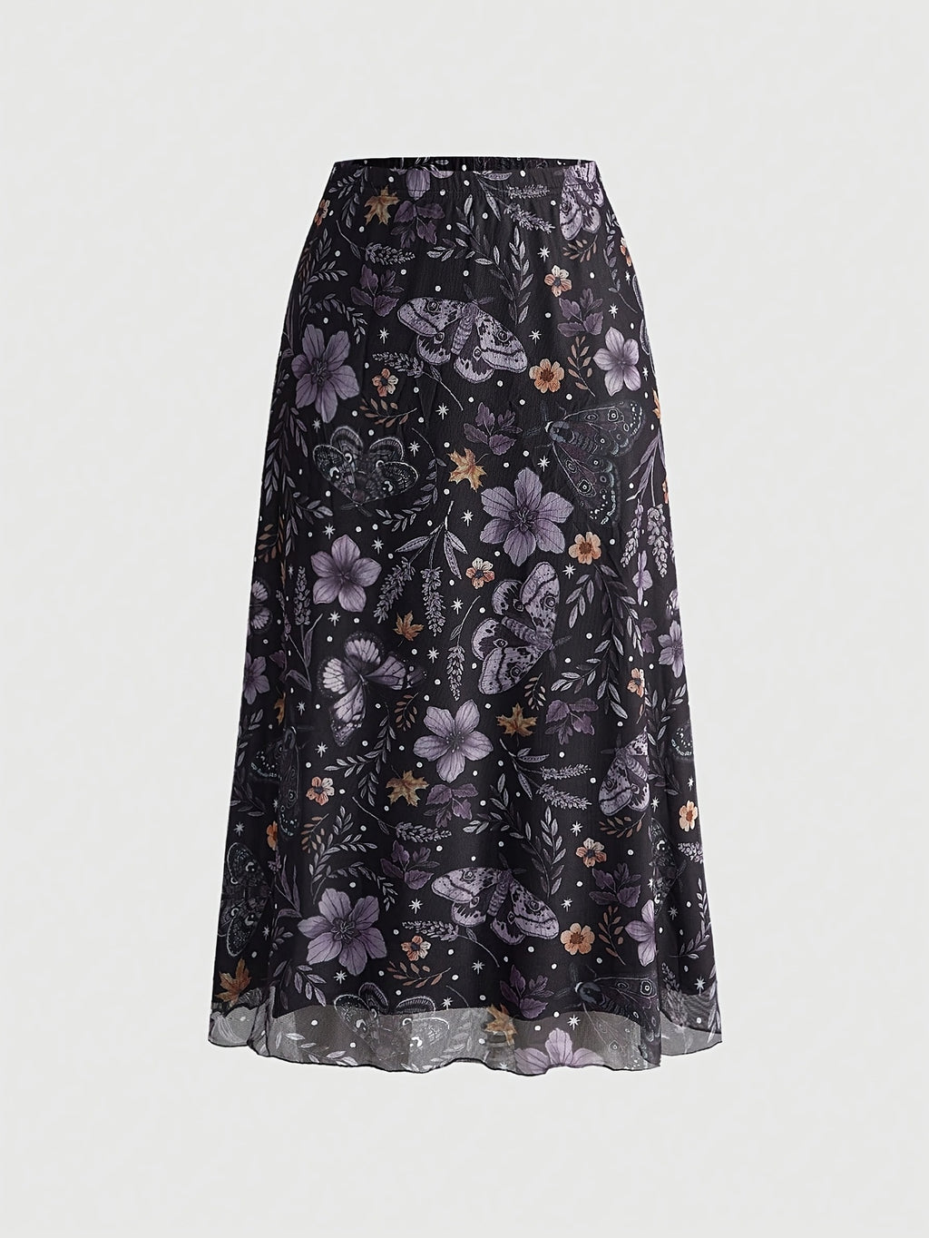 Jupe grande taille à imprimé fleuri, coupe droite, imprimé floral, vu de dos