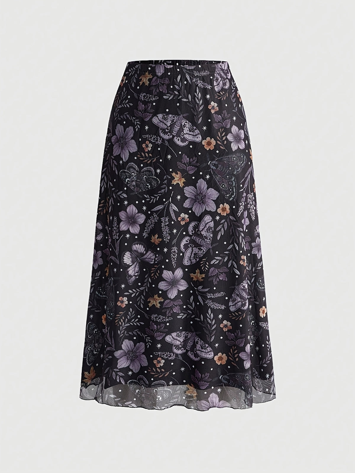 Jupe grande taille à imprimé fleuri, coupe droite, imprimé floral, vu de dos