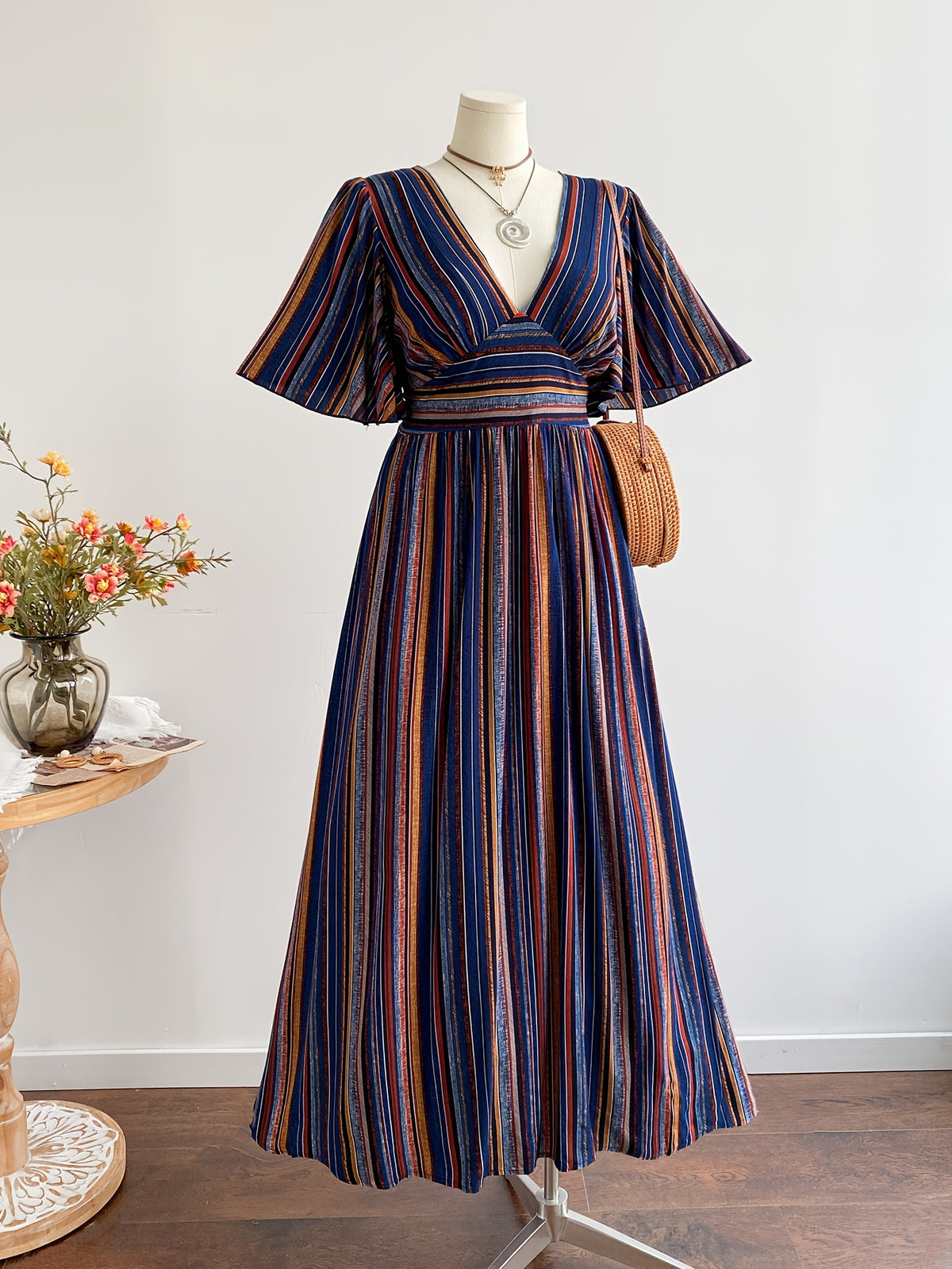 Robe maxi grande taille, trois imprimés en viscose mate