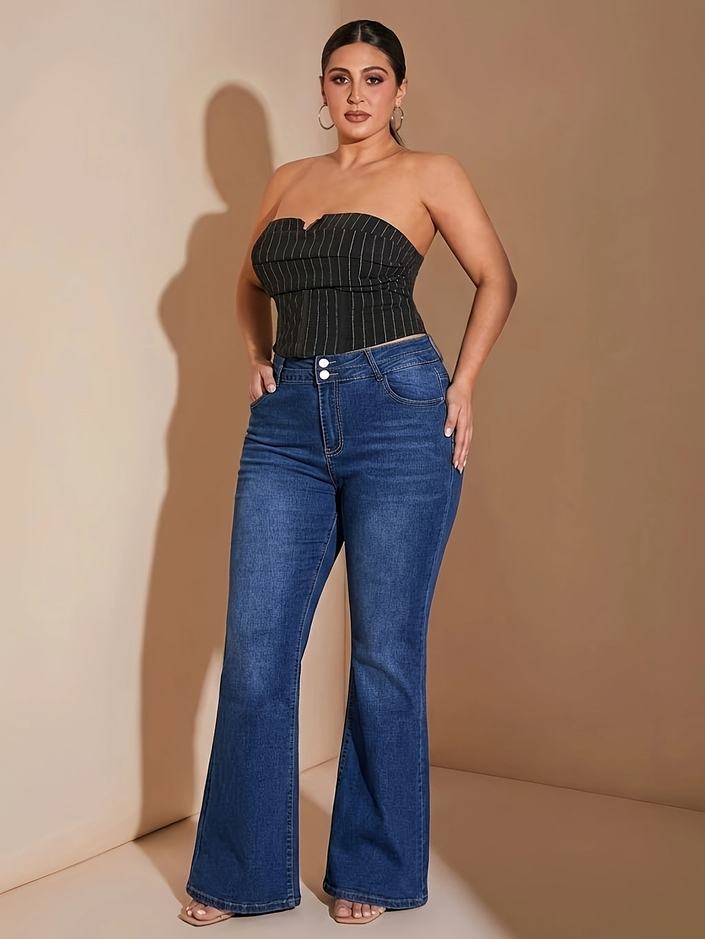 Jean grande taille, coupe oversize, doublure, toucher naturel