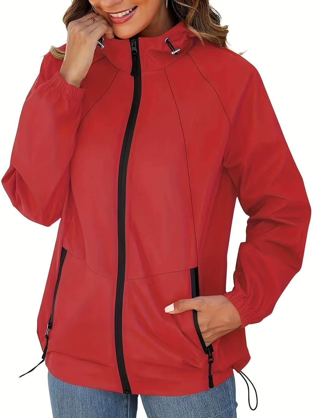 Veste grande taille, fermeture zippée, esprit trench, vue de profil