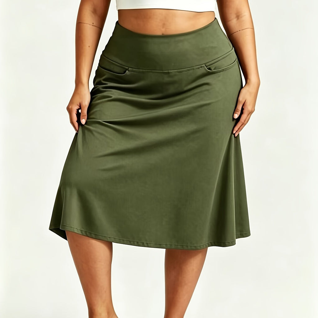 Jupe grande taille, poches plaquées — matière : polyester