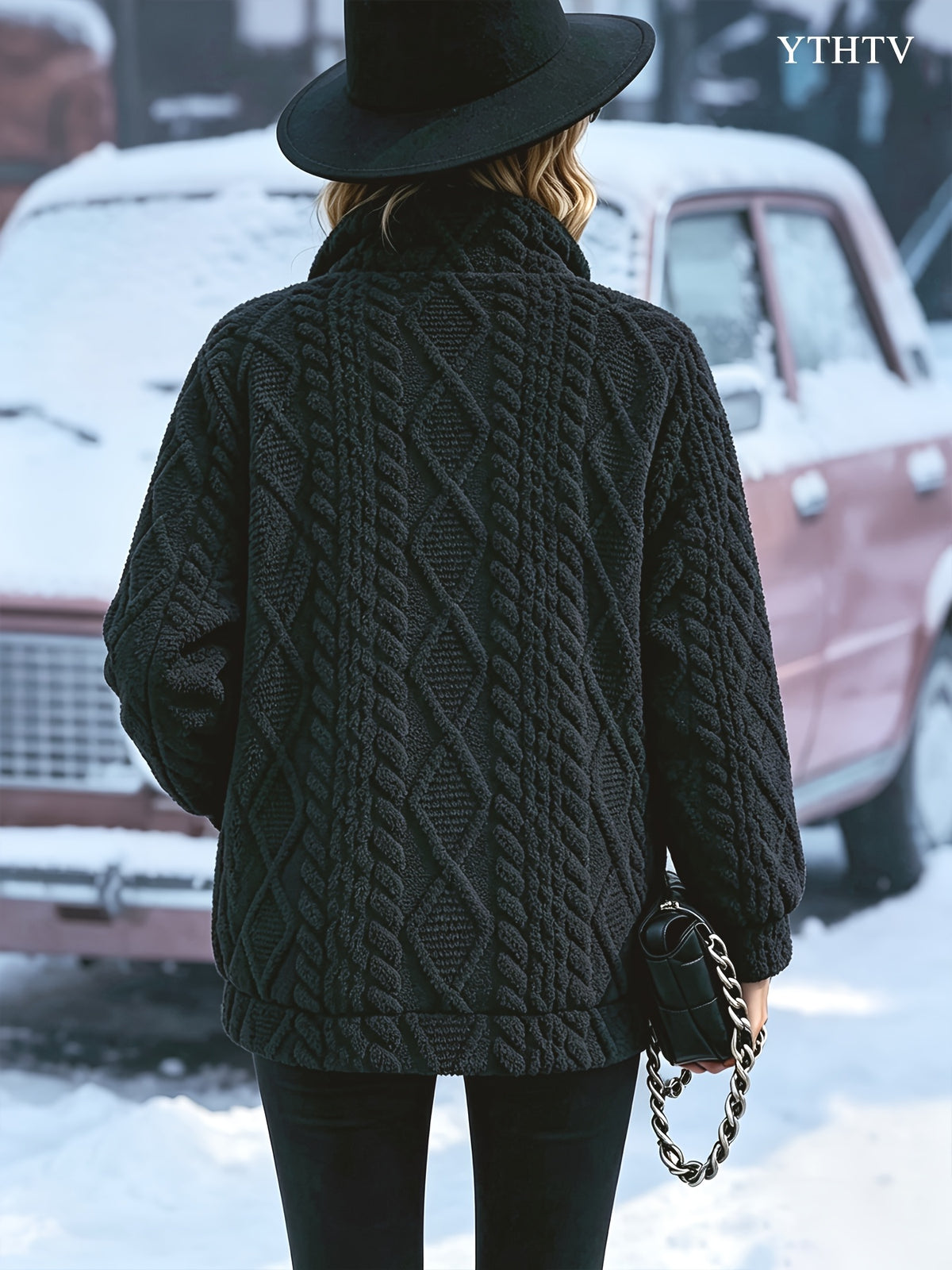 Veste grande taille à imprimé géométrique, coupe ample, col
