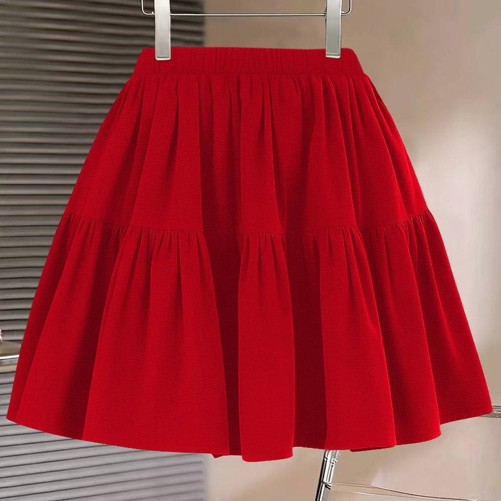 Jupe grande taille, volants, allure élégante — composition : 100% Polyester