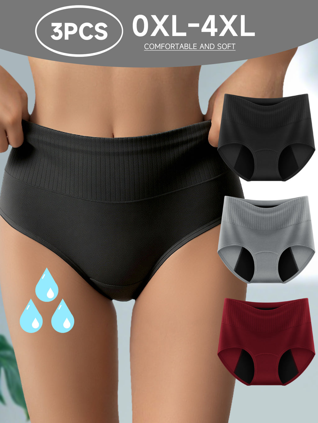 Culotte menstruelle grande taille, ligne épurée, porté de face