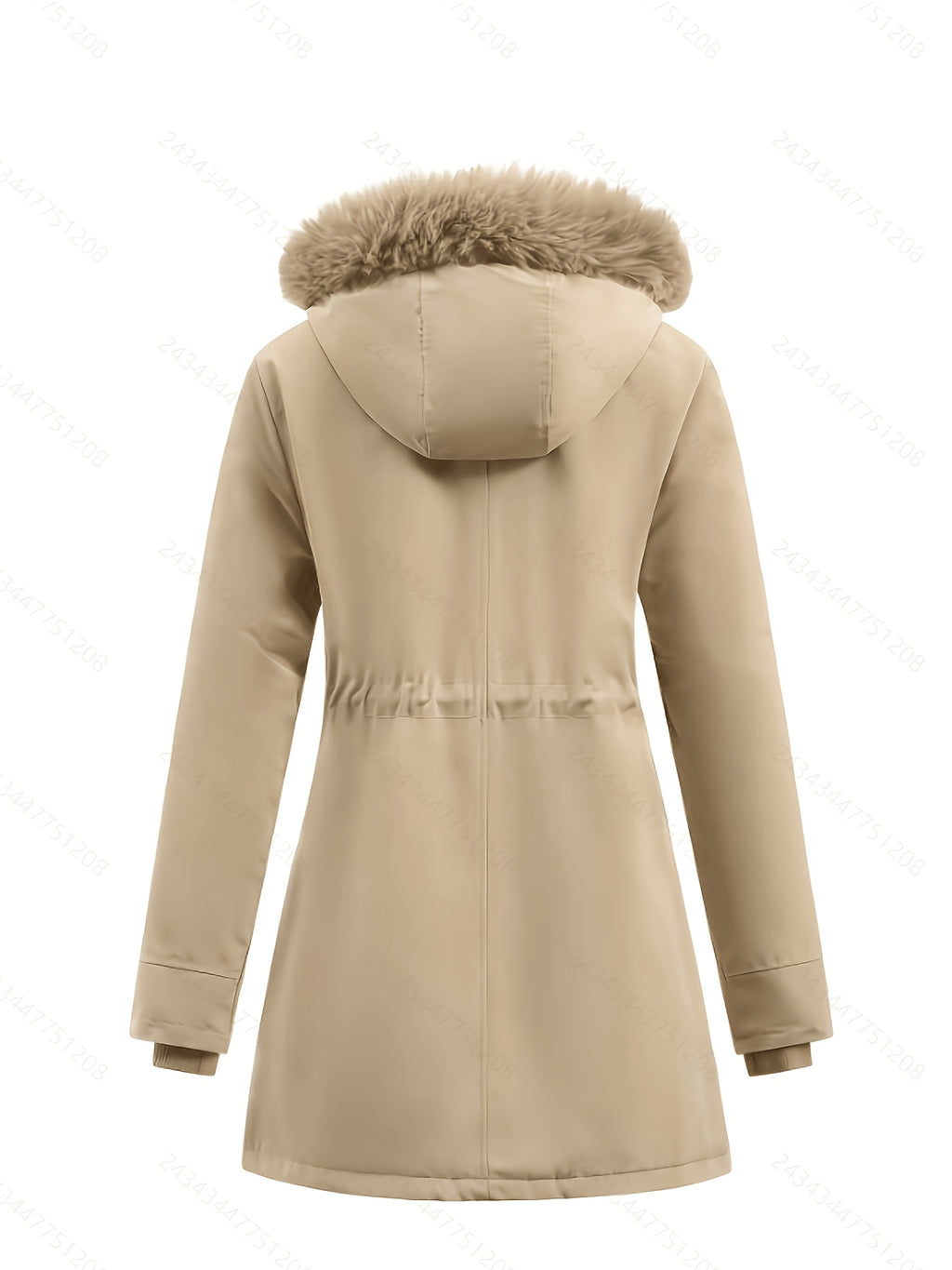 Veste grande taille, coupe oversize, longueur midi, cordon de serrage, détail du tissu
