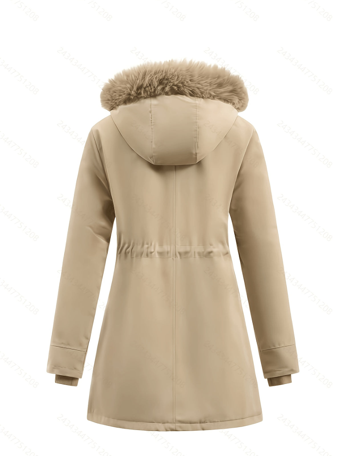 Veste grande taille, coupe oversize, longueur midi, cordon de serrage, détail du tissu