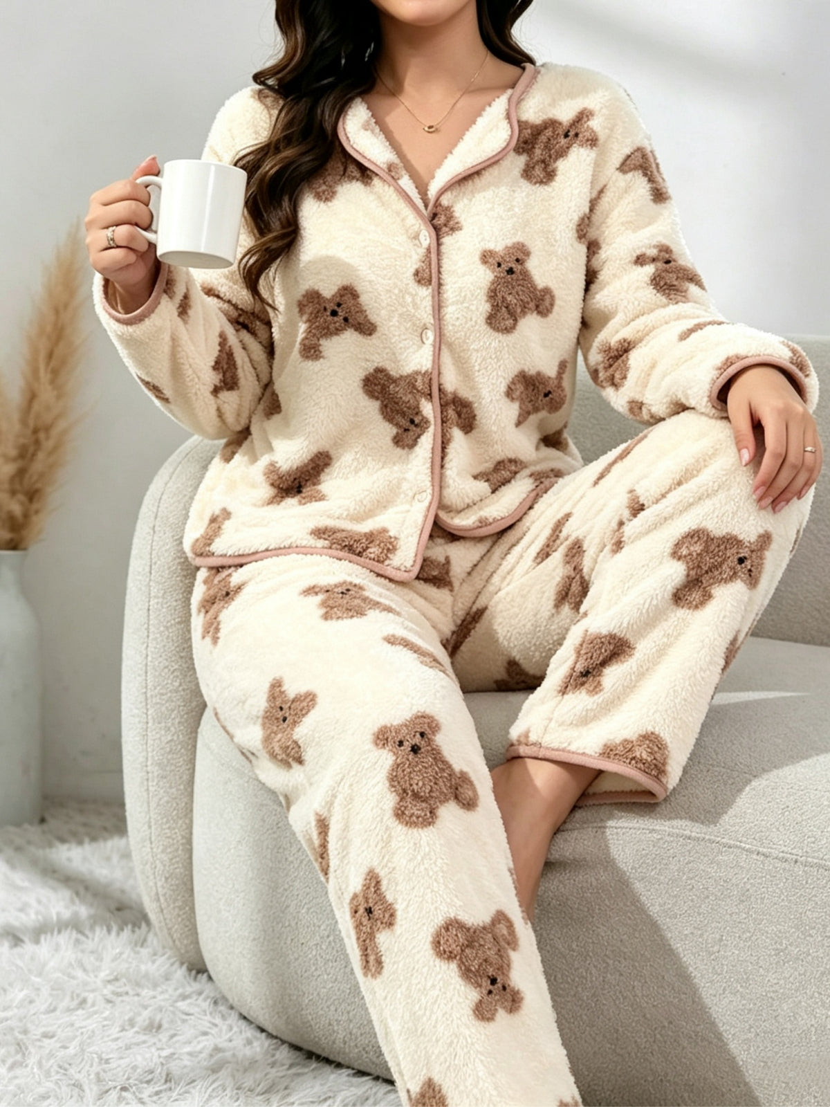 Pyjama grande taille, chaleur d'hiver, esprit décontracté, tissu opaque