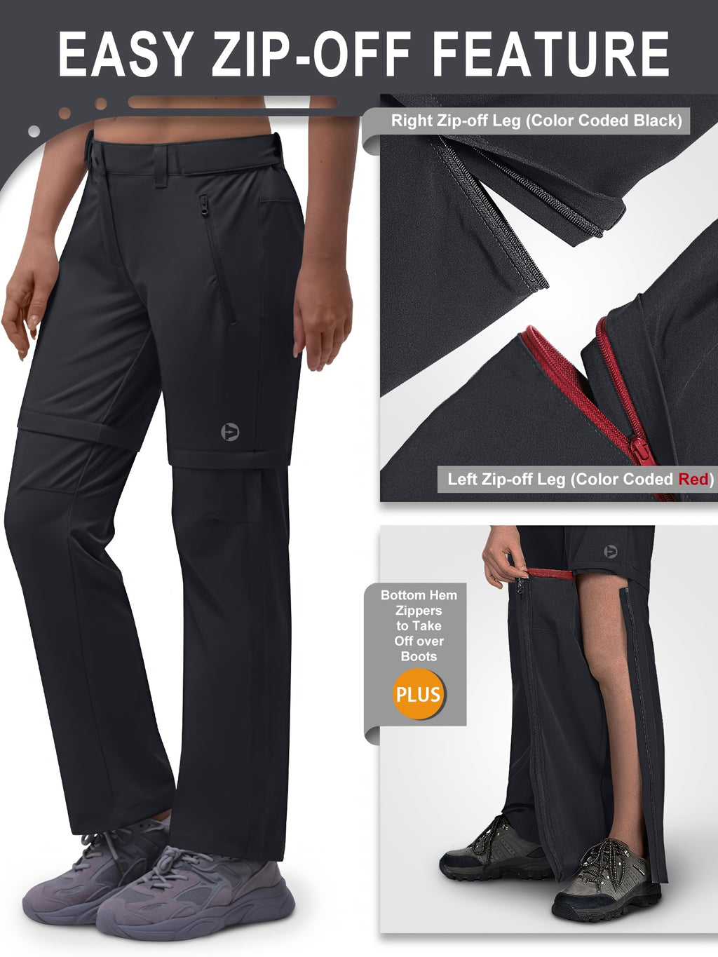 Pantalon grande taille, poches plaquées, fermeture zippée, autre coloris