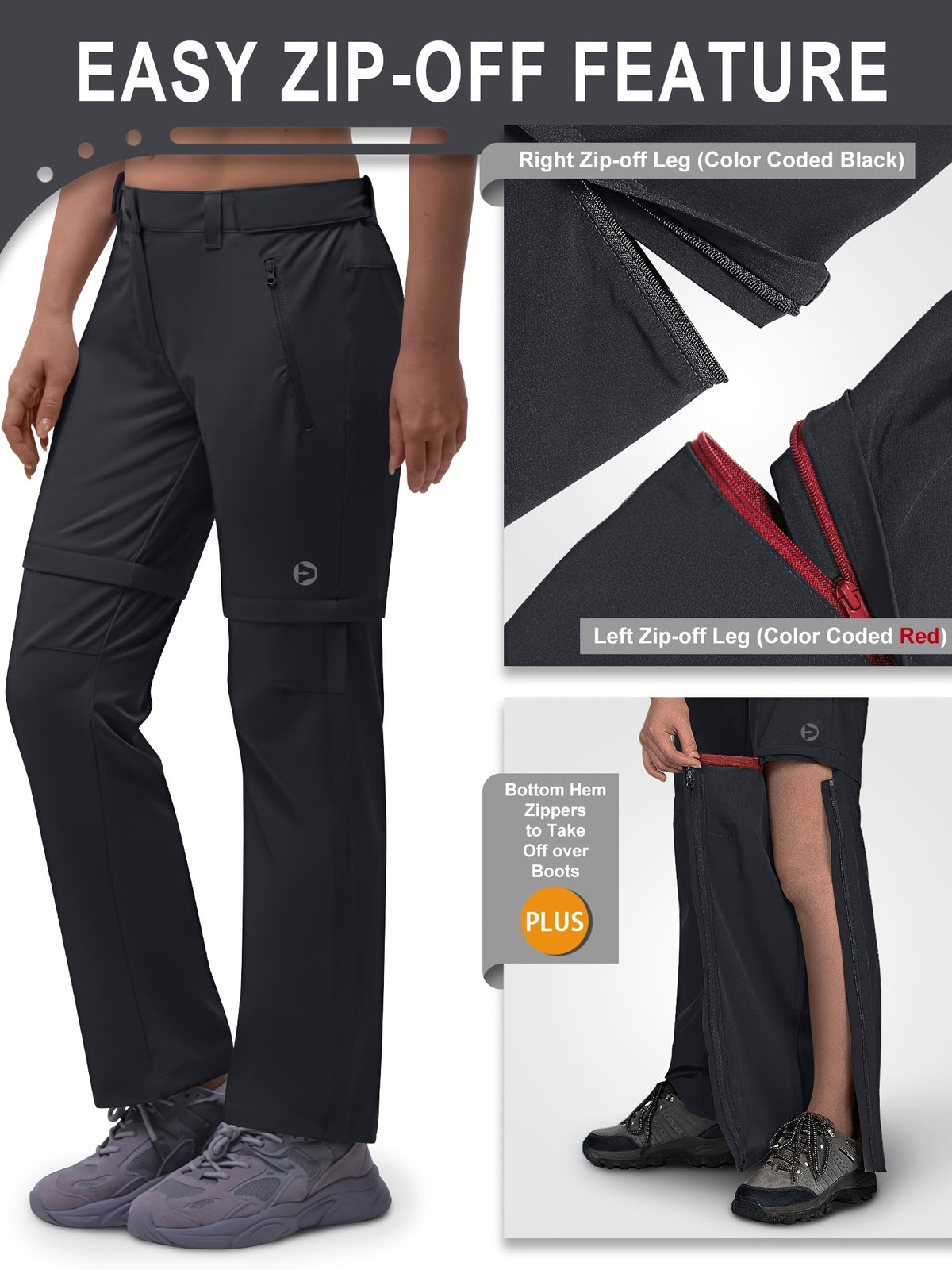 Pantalon grande taille, poches plaquées, fermeture zippée, autre coloris