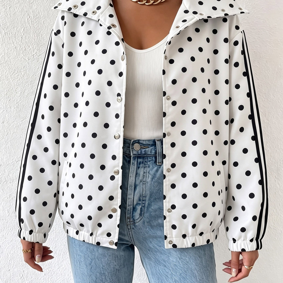 Veste grande taille à pois — matière : polyester