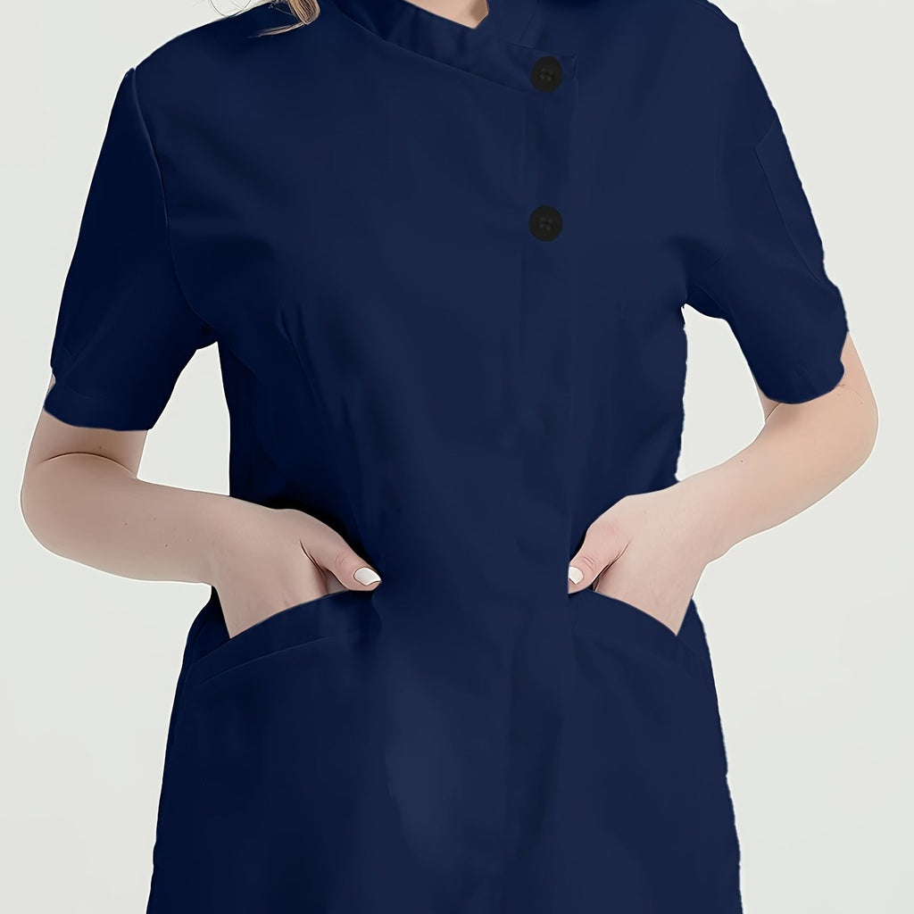 Chemise grande taille, col croisé, manches courtes, tissu opaque