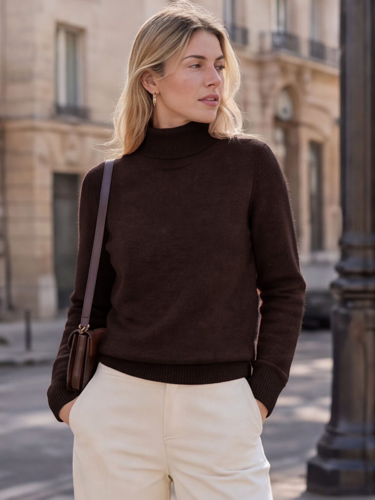 Pull grande taille en laine, manches longues, tenue chaude, autre coloris