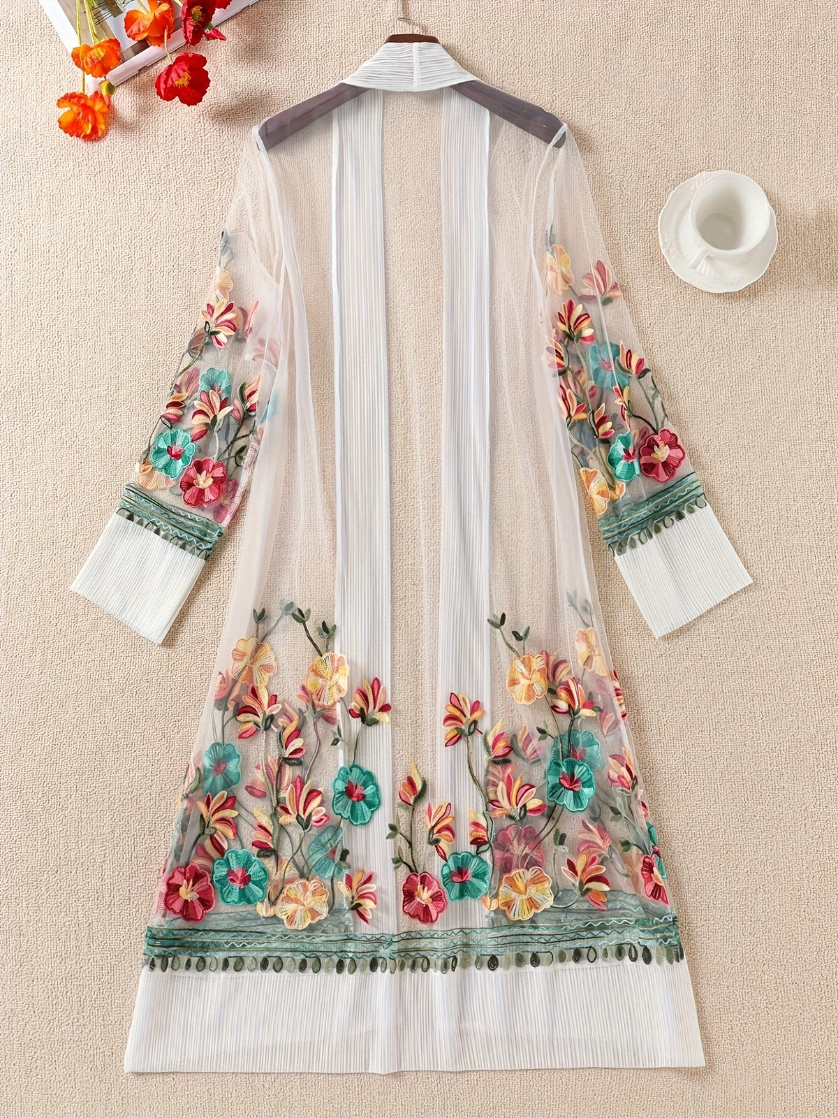 Kimono grande taille en maille à imprimé fleuri, maille souple