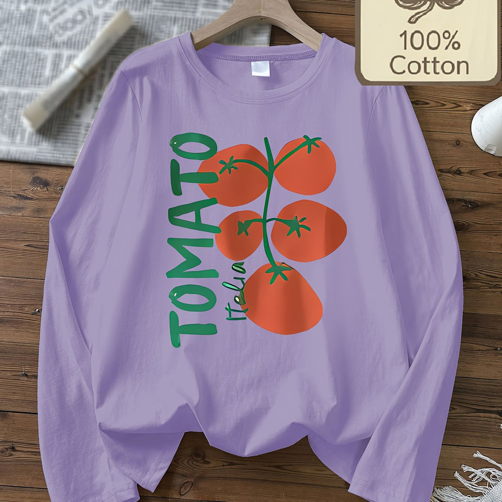 Top grande taille, col rond, manches longues, toucher naturel, tissu opaque