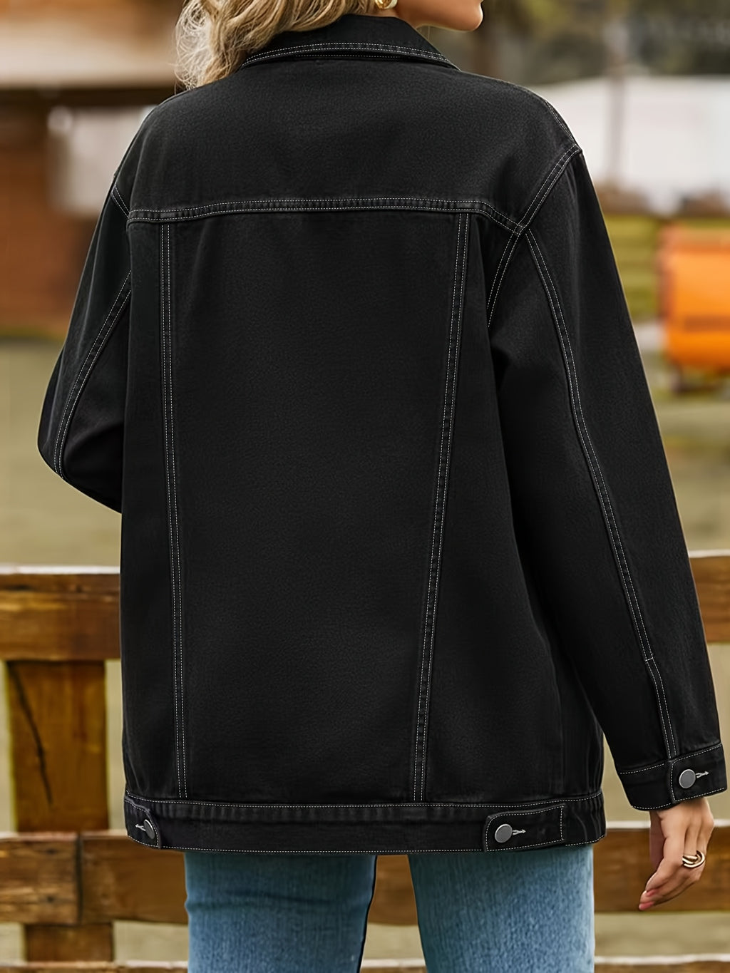 Veste grande taille, coupe oversize, poches plaquées, tenue franche, tissu opaque