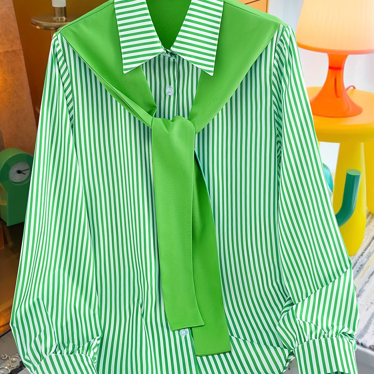Blouse grande taille à rayures — composition : 100% Polyester