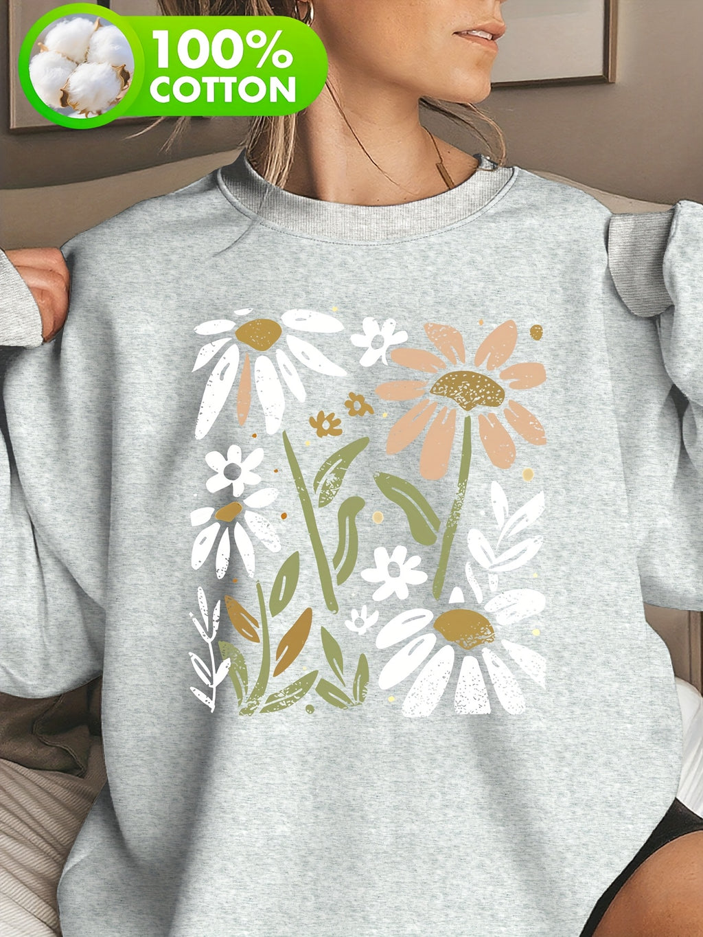 Sweat grande taille, col rond, toucher naturel, chaleur d'hiver, vu de dos