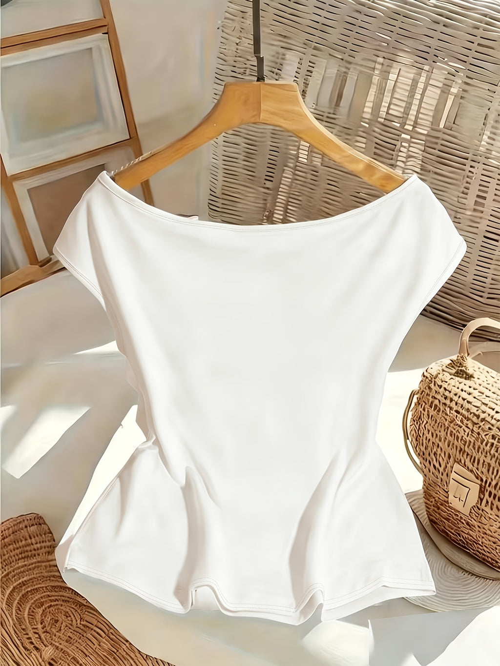 T-shirt grande taille, épaules dénudées, manches courtes, visuel produit