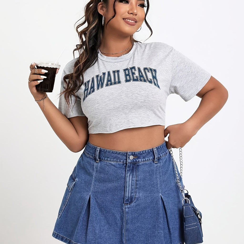 Jupe grande taille, coupe oversize, poches pratiques, tenue franche — matière : denim