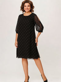 Robe courte grande taille — Voile à pois et manches fendues