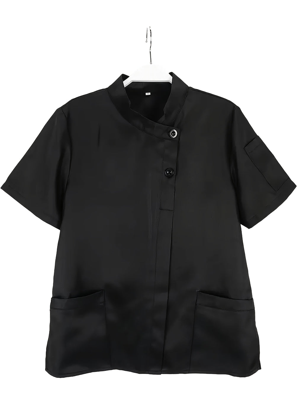 Chemise grande taille, col croisé, manches courtes, vue de profil