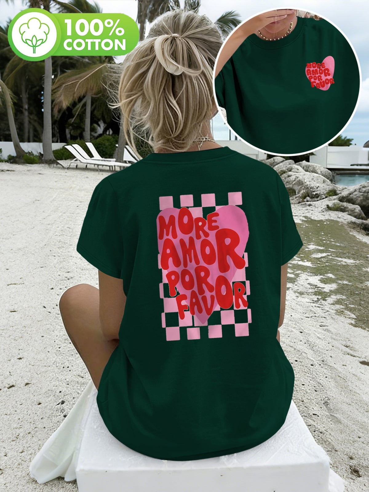 T-shirt grande taille, coupe ample, col rond, manches courtes