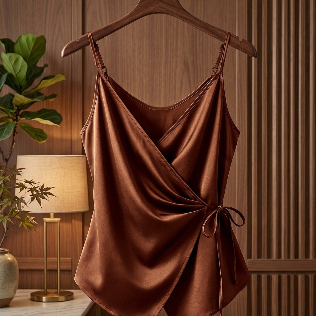 Débardeur grande taille en satin en dégradé sans manches, tombé fluide — matière : étoffe tissée