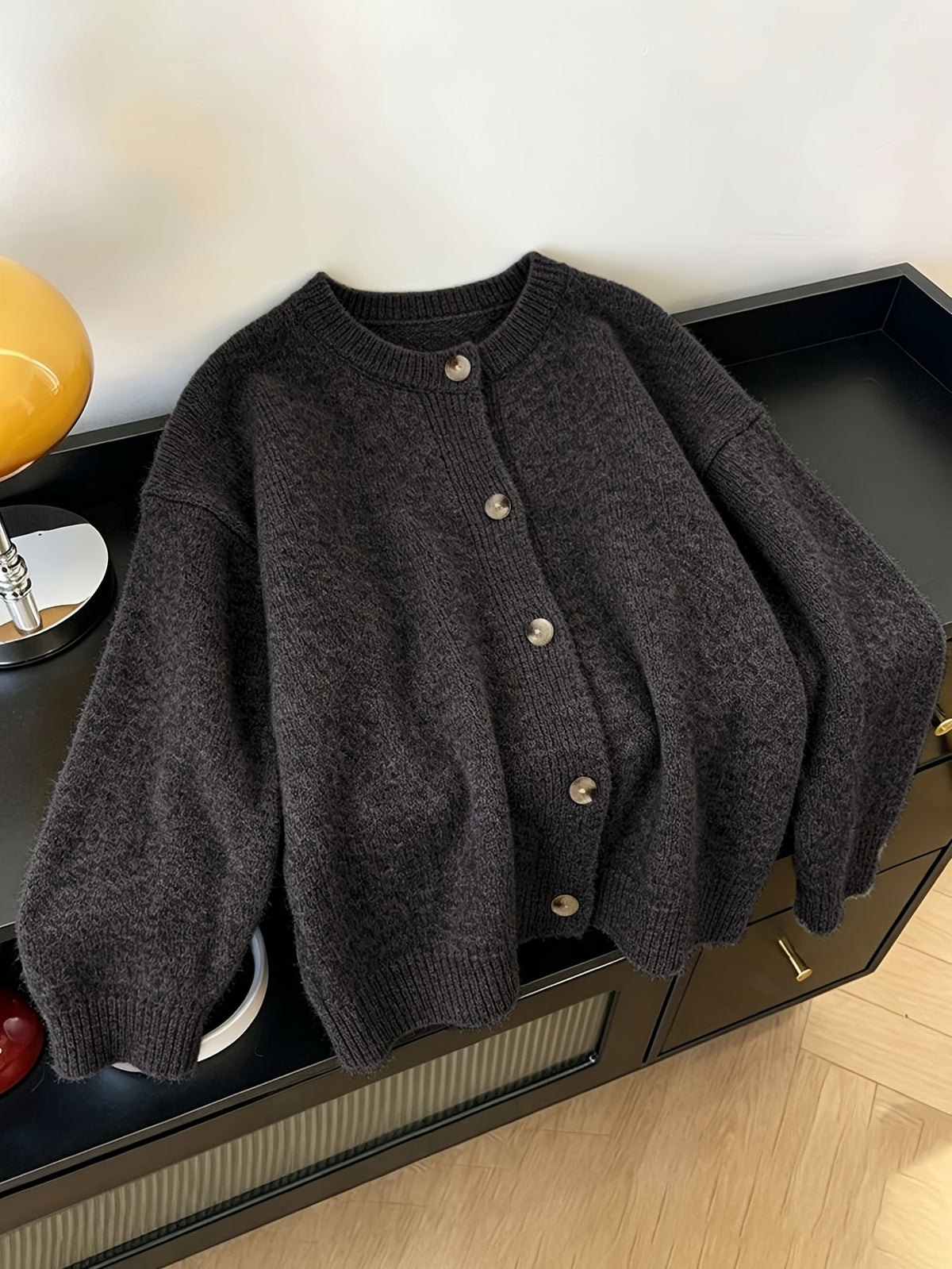 Cardigan grande taille, coupe ample, chaleur d'hiver, vu de dos
