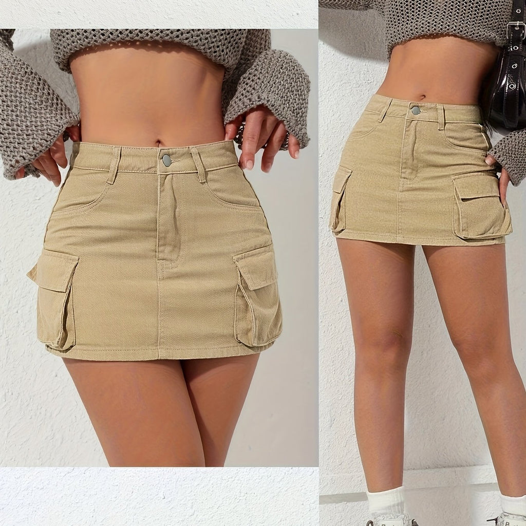Jupe grande taille, coupe ajustée, poches pratiques, tombé fluide — matière : viscose