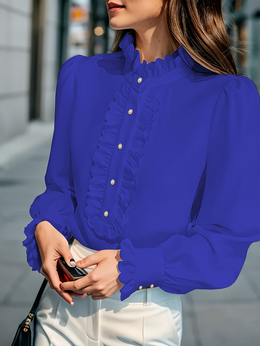 Blouse grande taille, volants, visuel produit