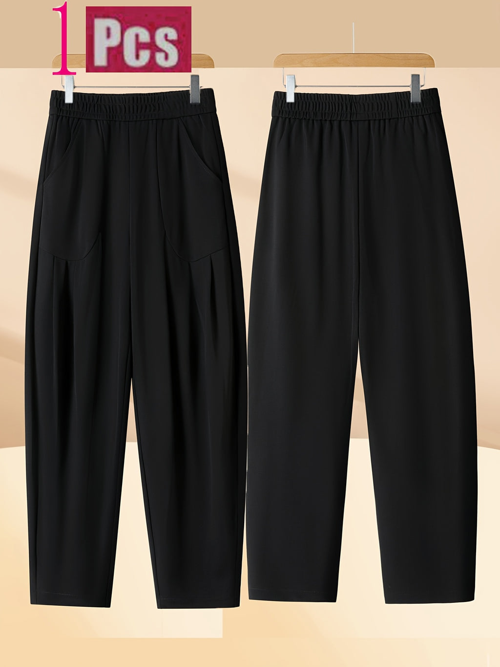 Pantalon carotte grande taille — Maille drapée et plis creux