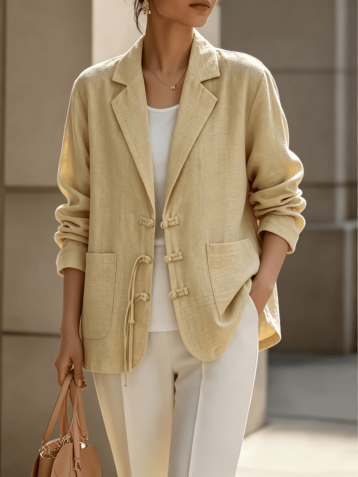 Blazer grande taille, coupe oversize, manches longues — composition : 100% Polyester