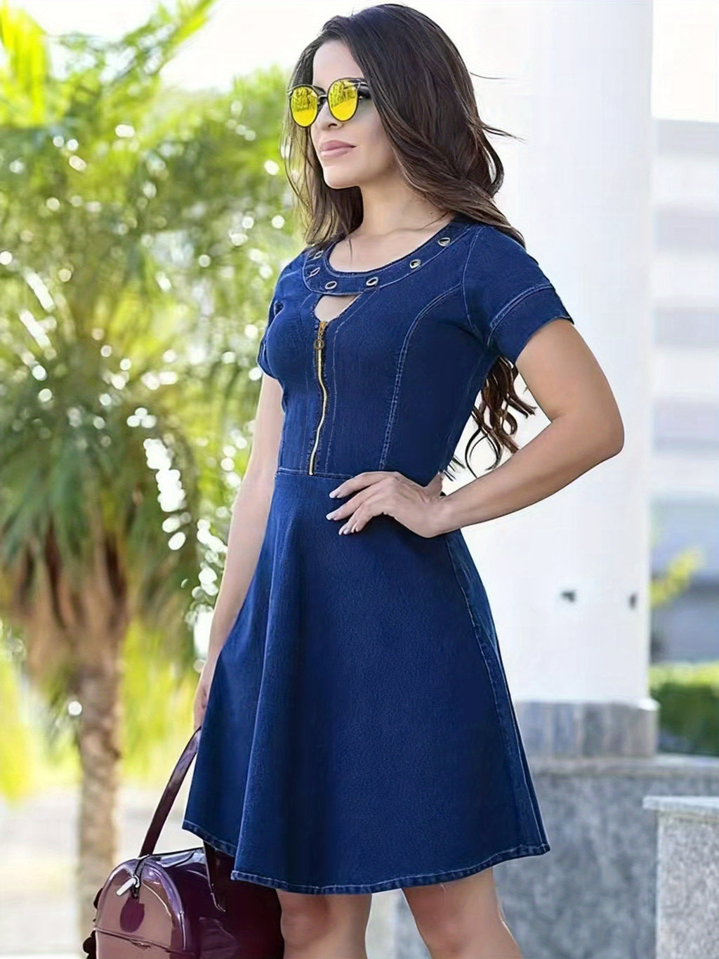 Robe grande taille, tenue franche, délavage, vu de dos