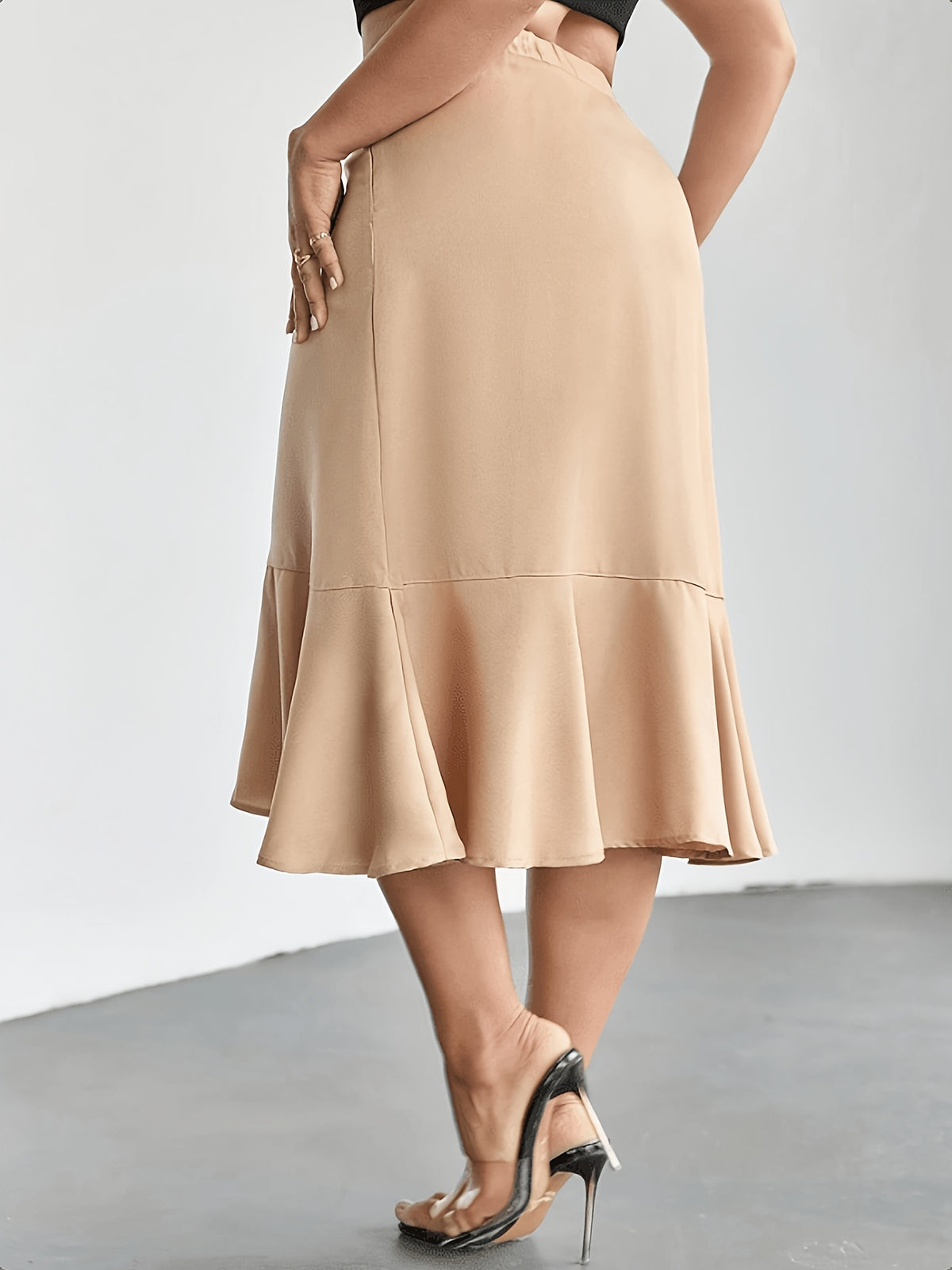 Jupe grande taille, allure élégante, tissu opaque