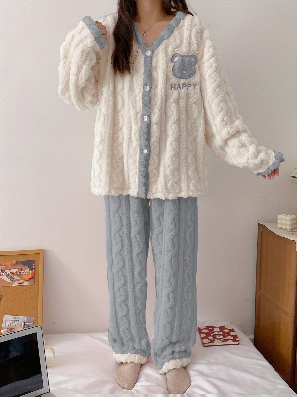Pyjama grande taille, chaleur d'hiver, mise en situation