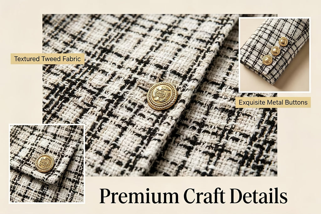 Veste grande taille en tweed — composition : 100% Polyester