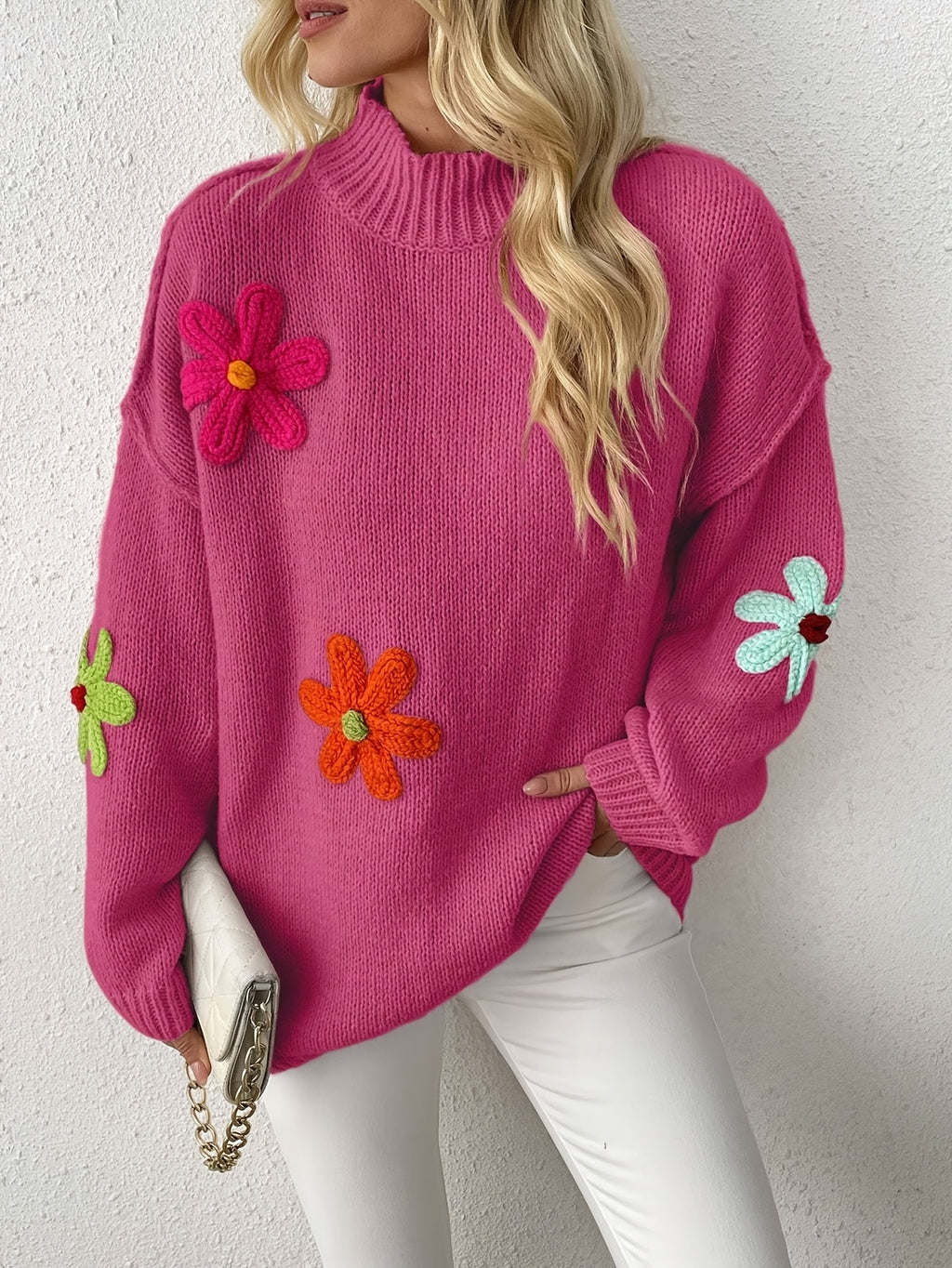 Pull grande taille, chaleur d'hiver, coupe asymétrique, mise en situation