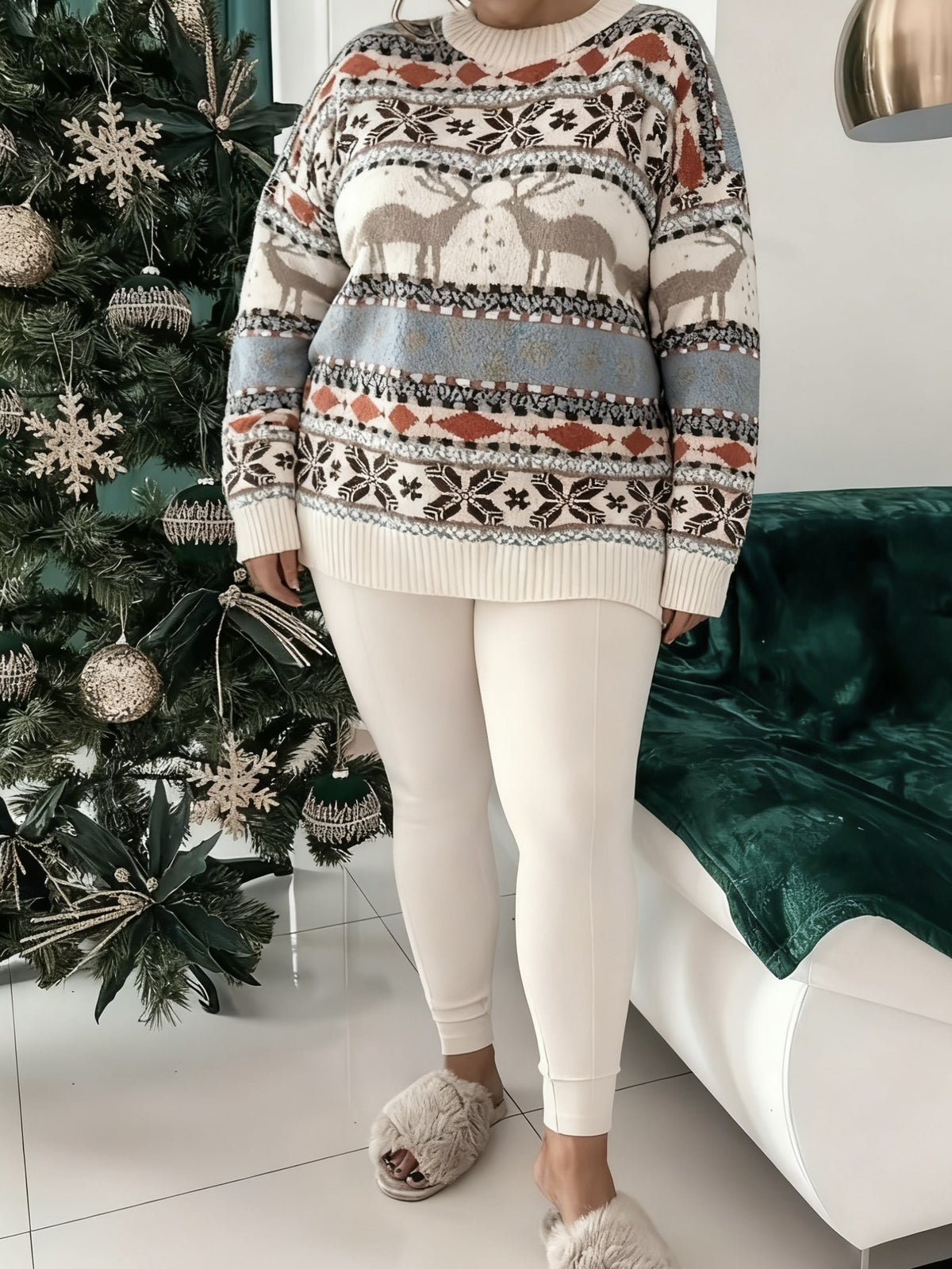 Pull grande taille, coupe oversize, manches longues, toucher moelleux, tissu opaque