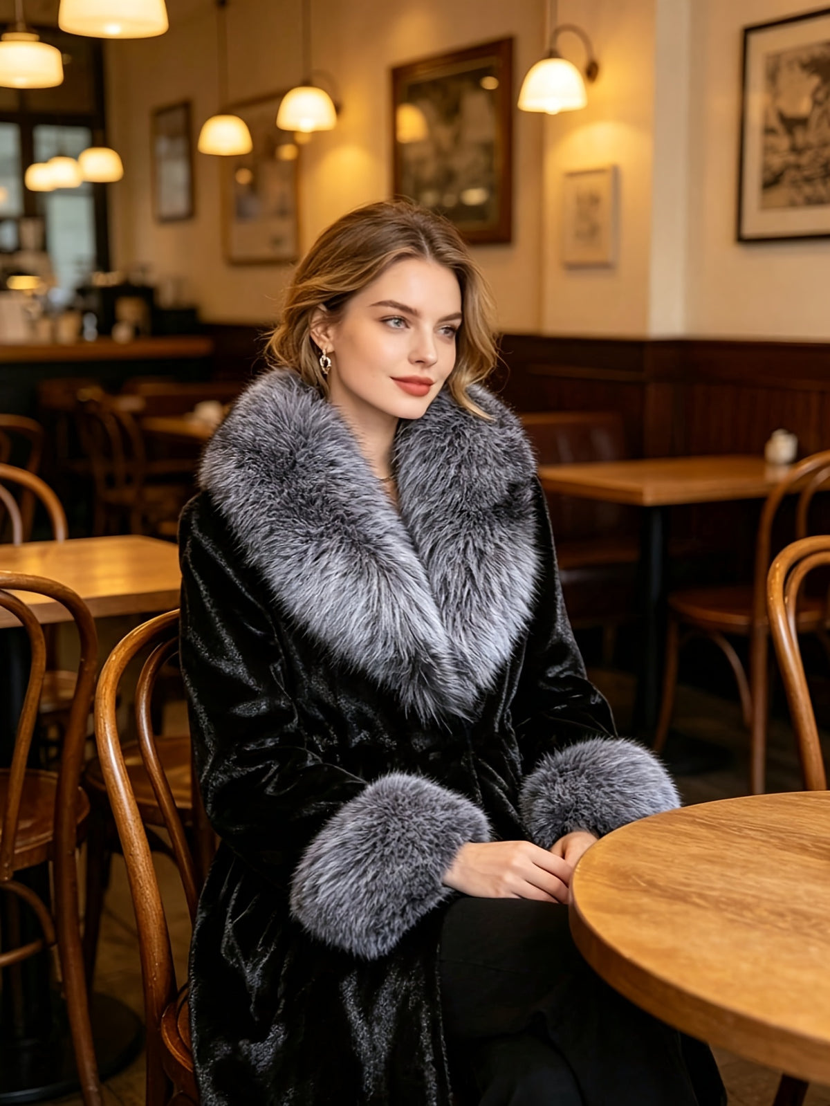 Manteau grande taille, chaleur d'hiver, longueur midi, vu de dos