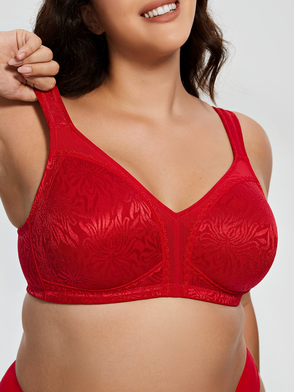 Soutien-gorge grande taille — Maille florale, côtés hauts