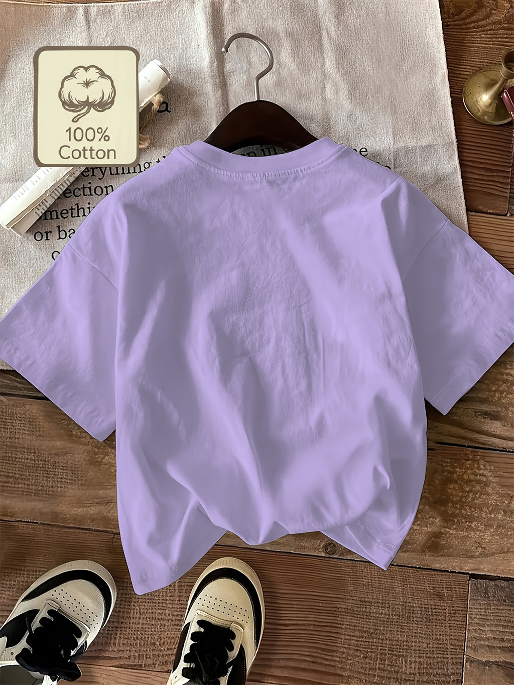 T-shirt grande taille, col rond, manches courtes, toucher naturel, vue de profil