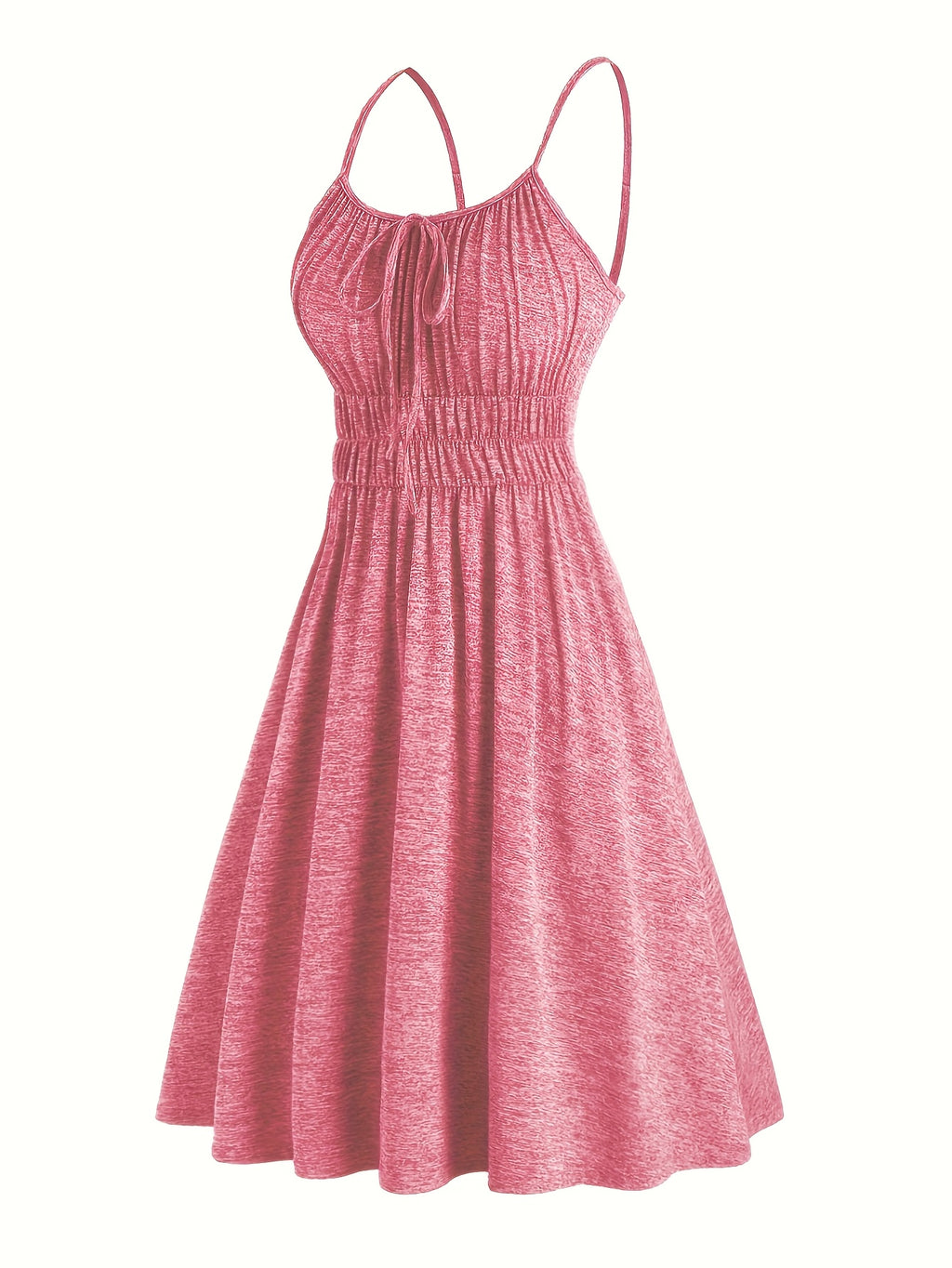 Robe courte grande taille — Maille chinée et taille smockée