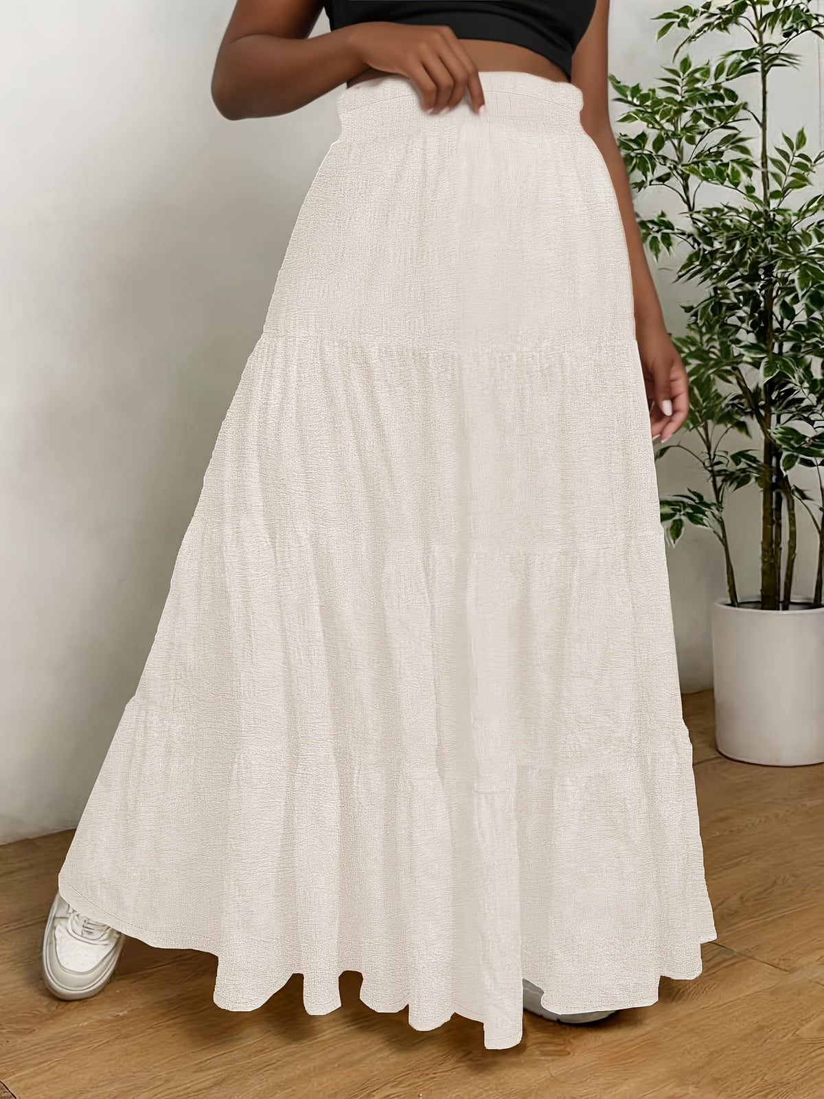 Jupe grande taille, coupe évasée, allure élégante, visuel produit