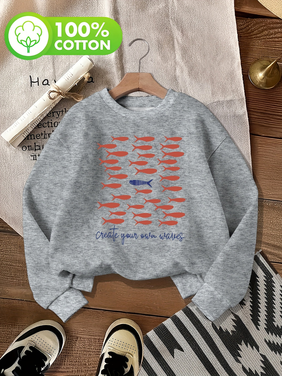 Pull grande taille, col rond, toucher naturel, chaleur d'hiver, détail du col